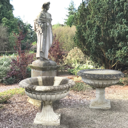 A Pair of Monolithic Carrara Marble Urns Mid 20th Century