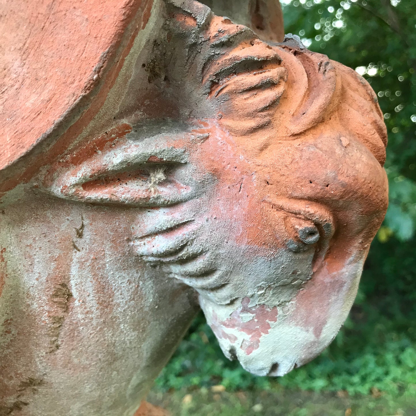 Allegorical Italian Terracotta Urn and Plinth