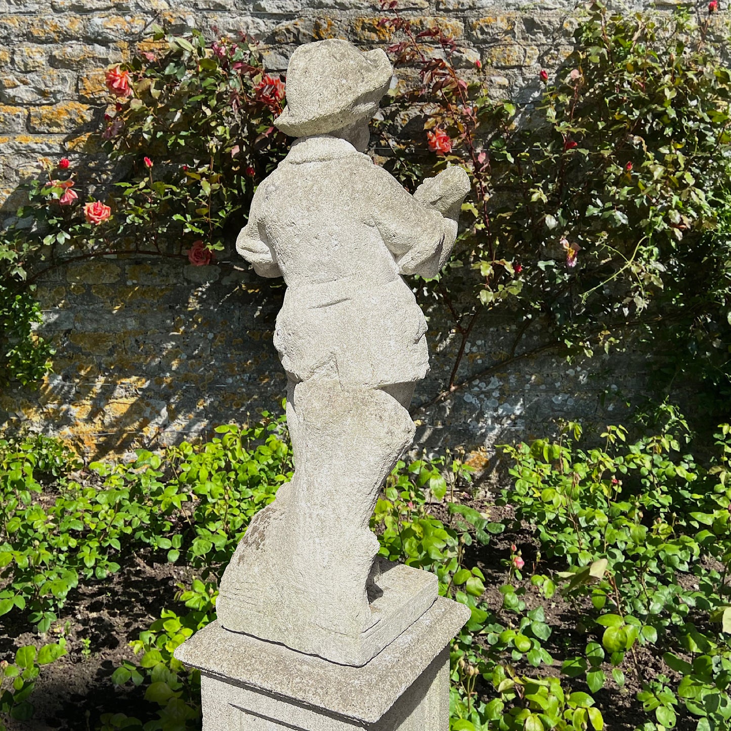 Pietra Di Vicenza Stone Boy with Lute Mid 20th Century