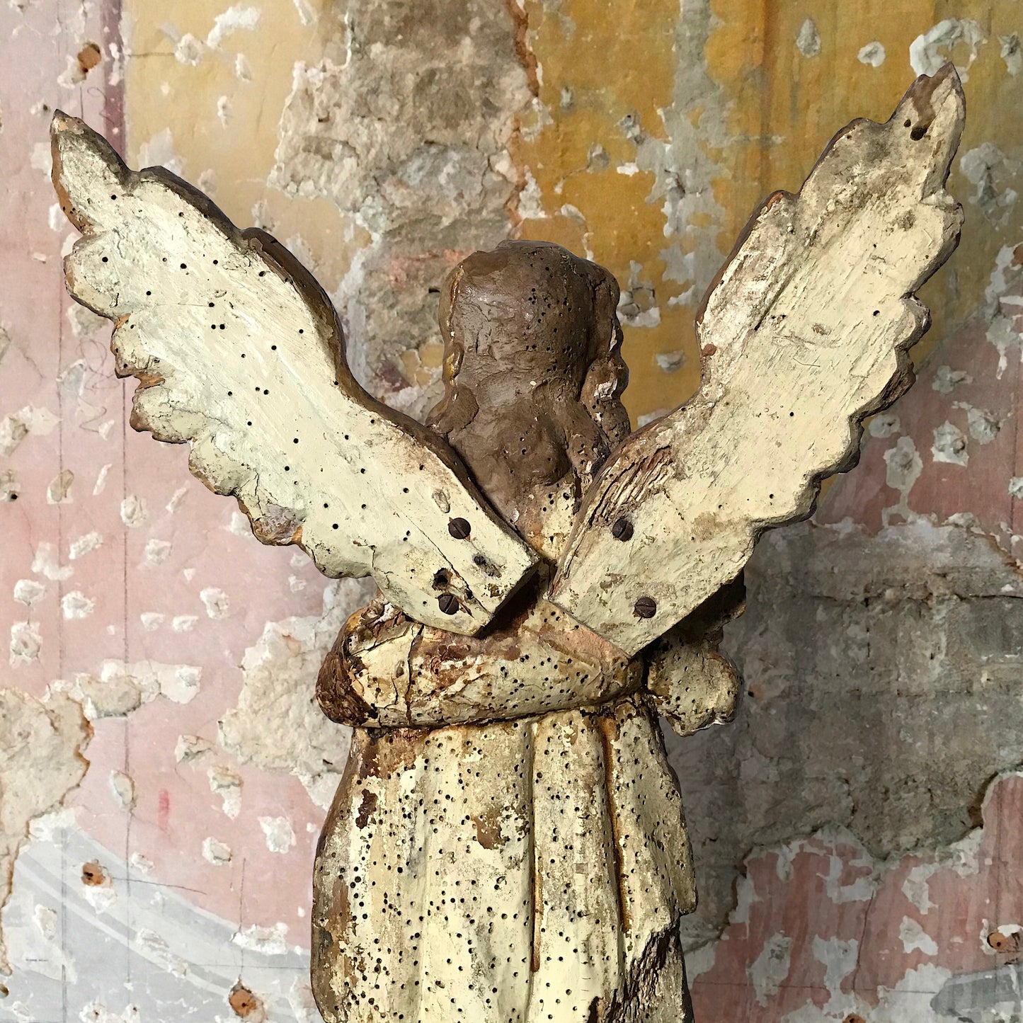 Early Italian Carved Wood Gilded Angel c.1650