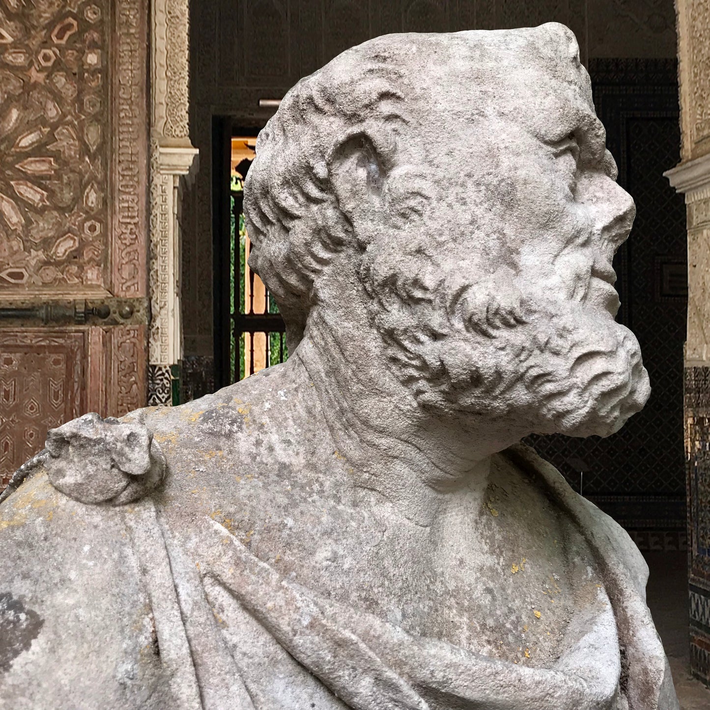 Exquisite 17th-18th Century Limestone Statue of Aristotle from French Chateaux de Percy-Le-Pautel