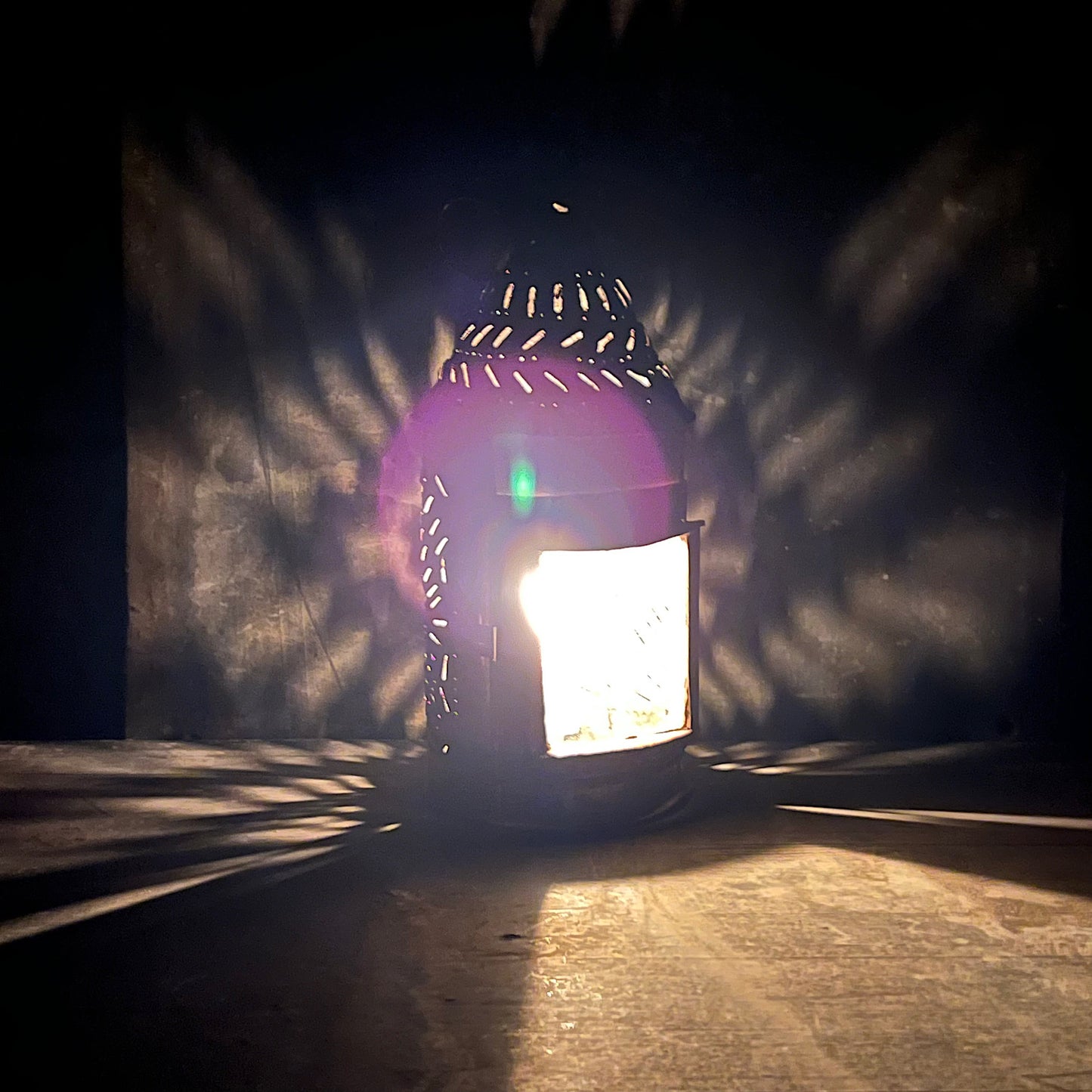 18th Century Iron Pendant Lantern Lg