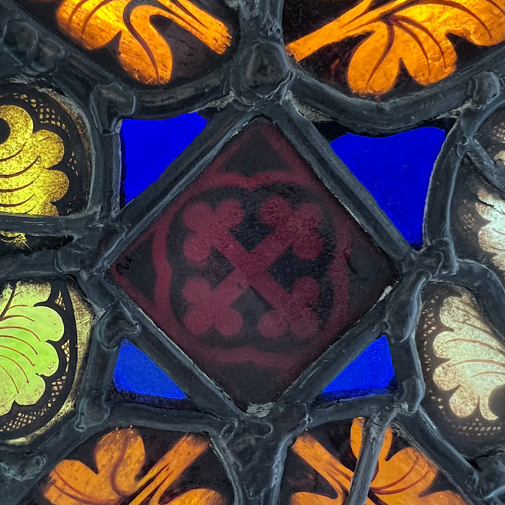 18th Century Medieval Stained Glass Window Roundel