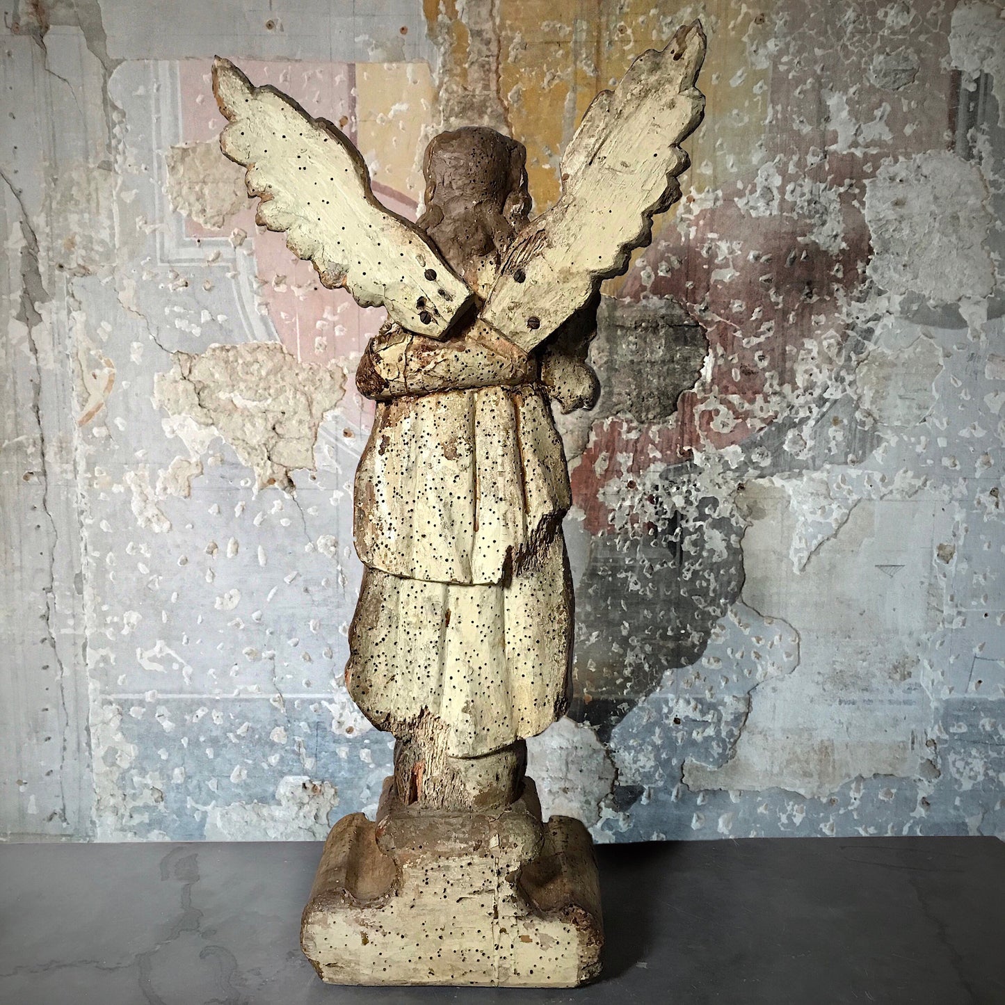 Early Italian Carved Wood Gilded Angel c.1650