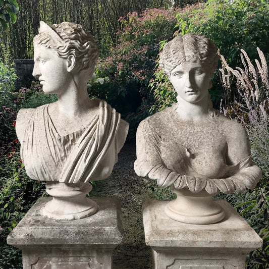 Busts of Athena and Antonia with Plinths