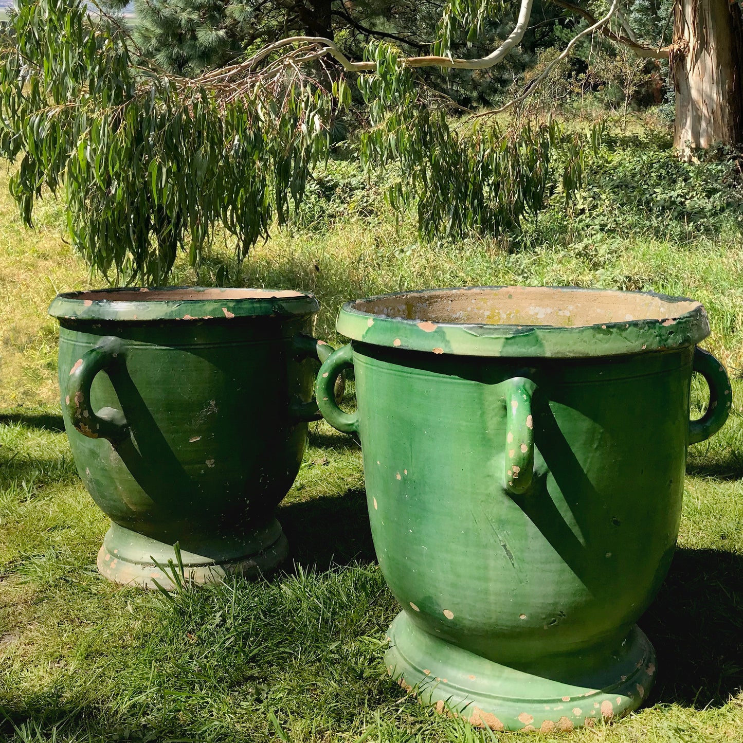 Pair of Green Glazed Castelnaudary Citrus Jardinieres c.1850