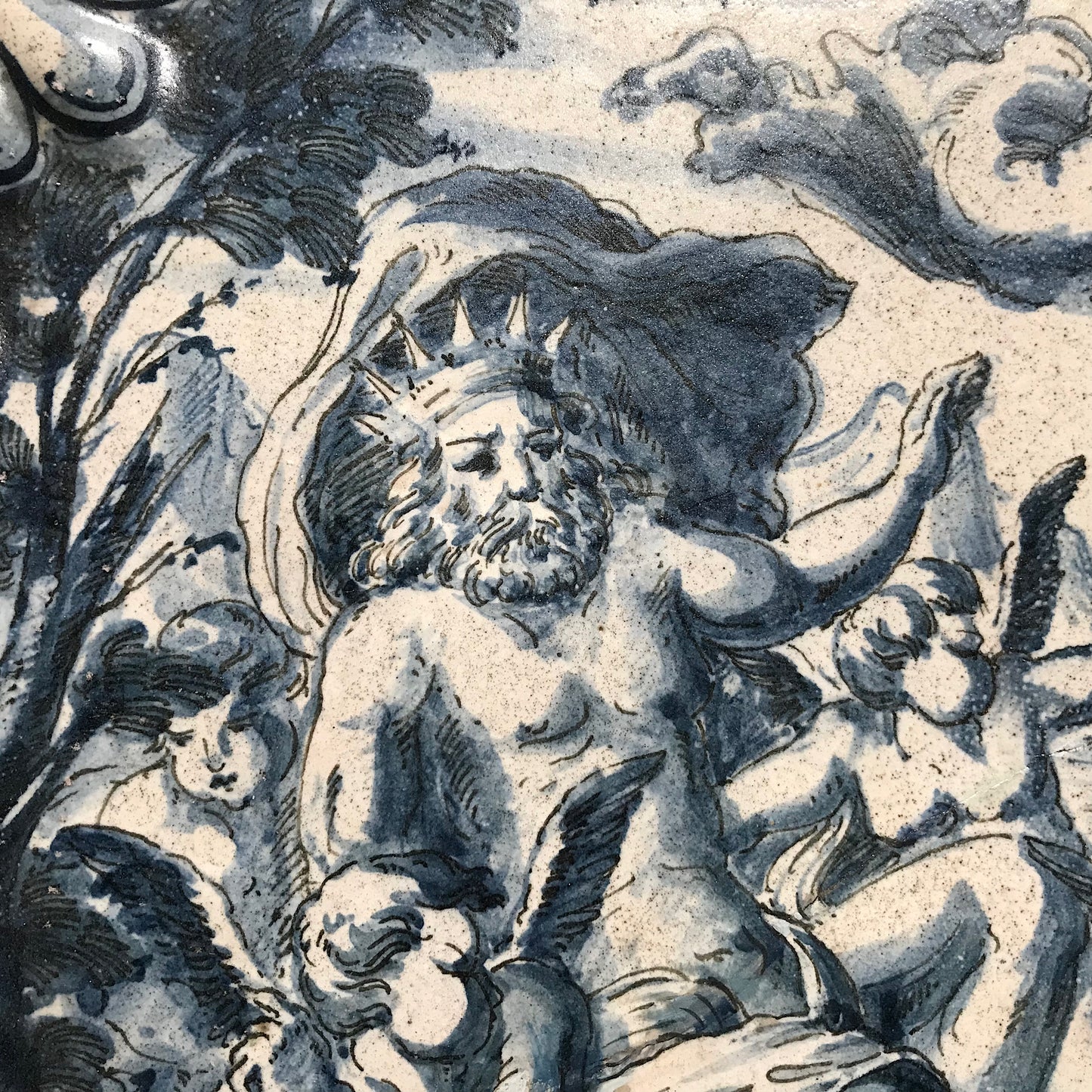 Rare Huge Savona Liguria Maiolica Charger attributed to Giovanni Antonio Guidobono c.1660-1680.