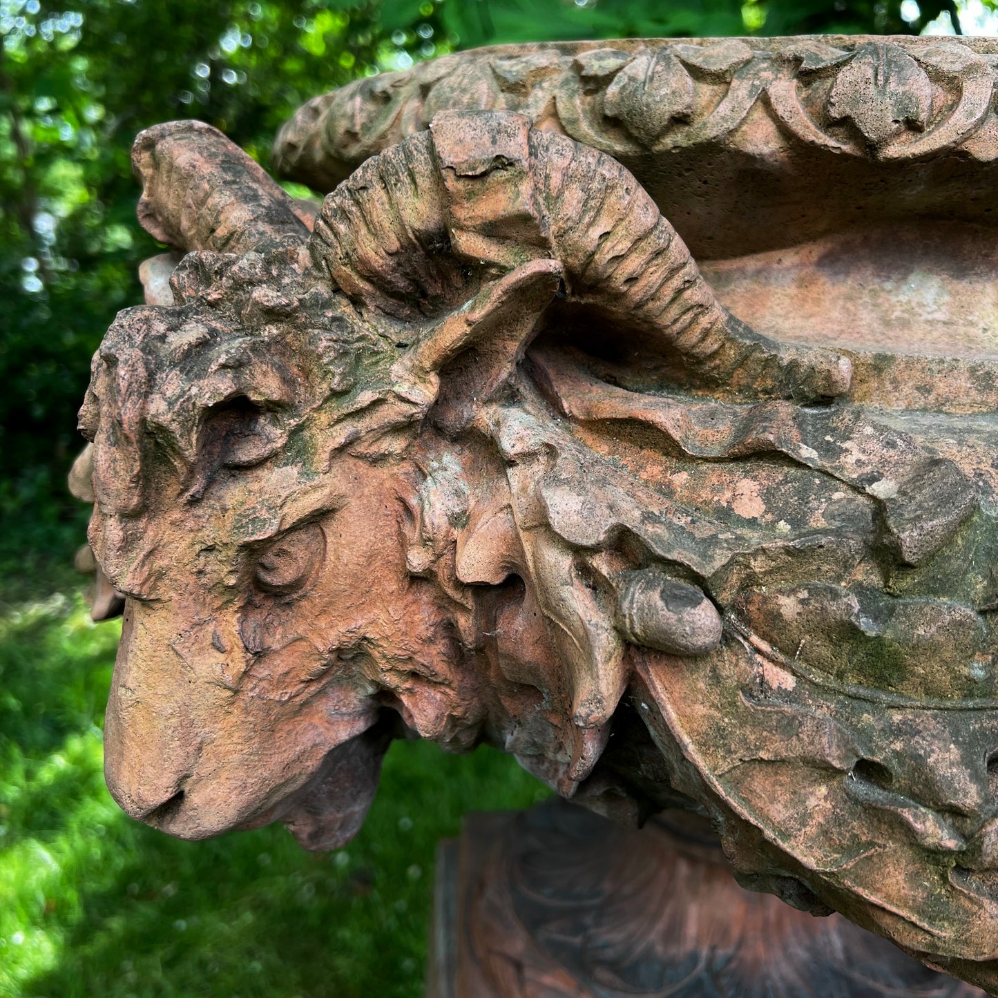 An Italian Neoclassical Style Terracotta Centrepiece Urn with Plinth