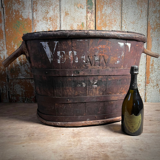 Wooden French Vineyard Grape Hod/Bucket Late 19th Century