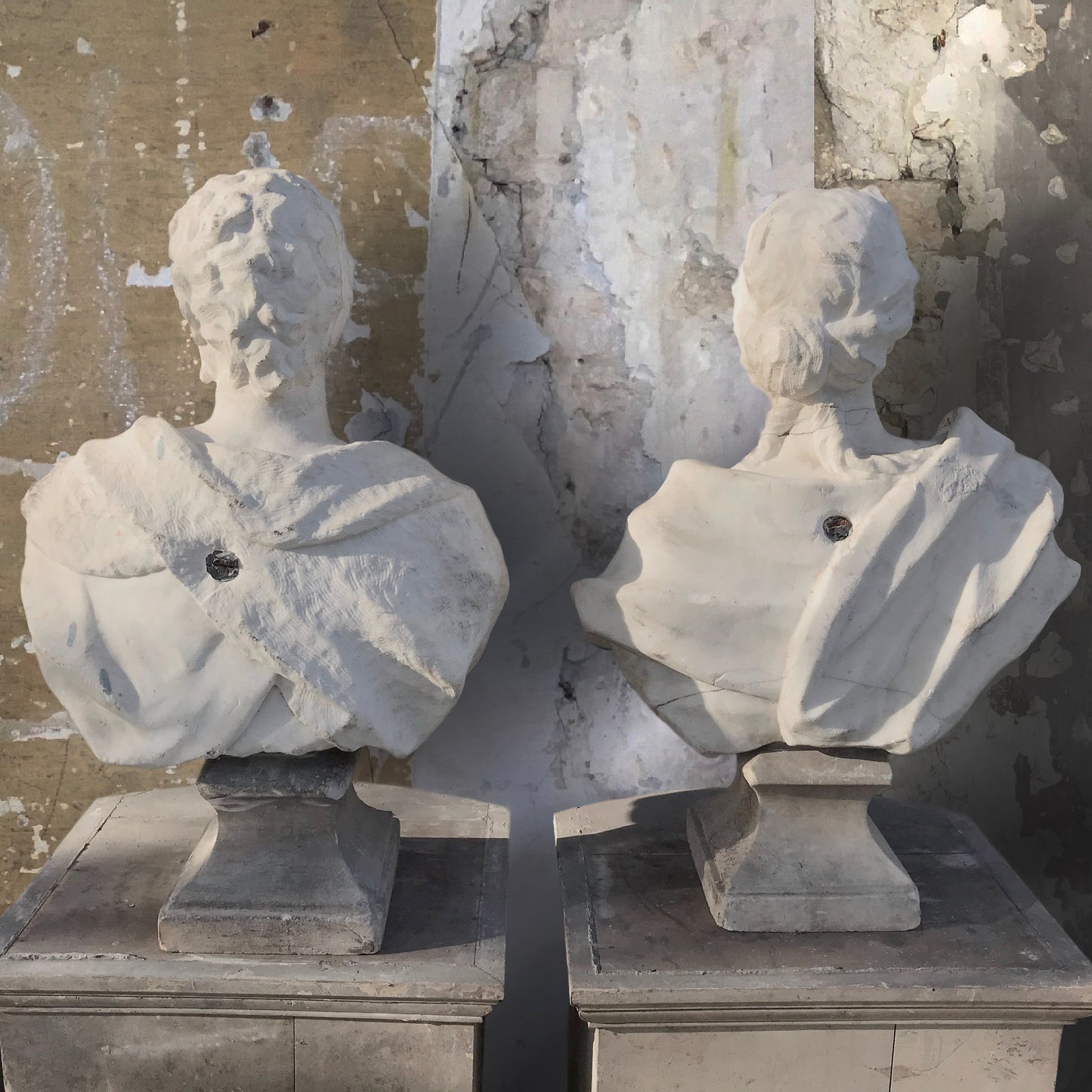 17th Century Italian Marble Busts of Pan and Syrinx