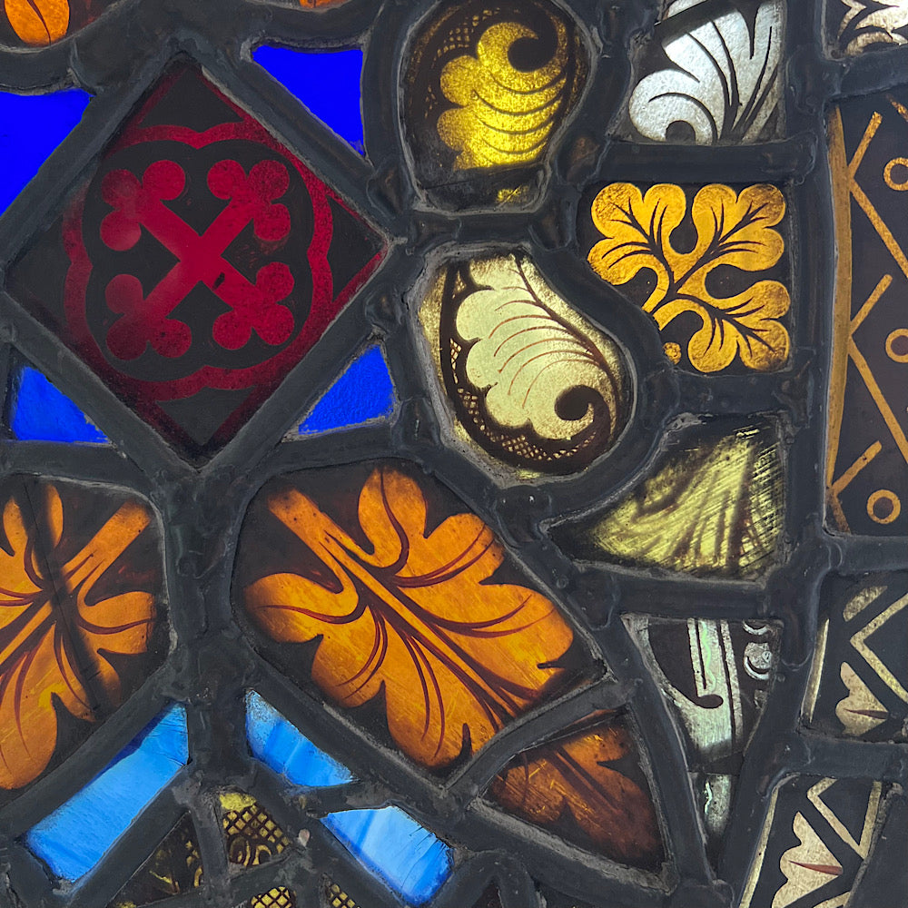 18th Century Medieval Stained Glass Window Roundel