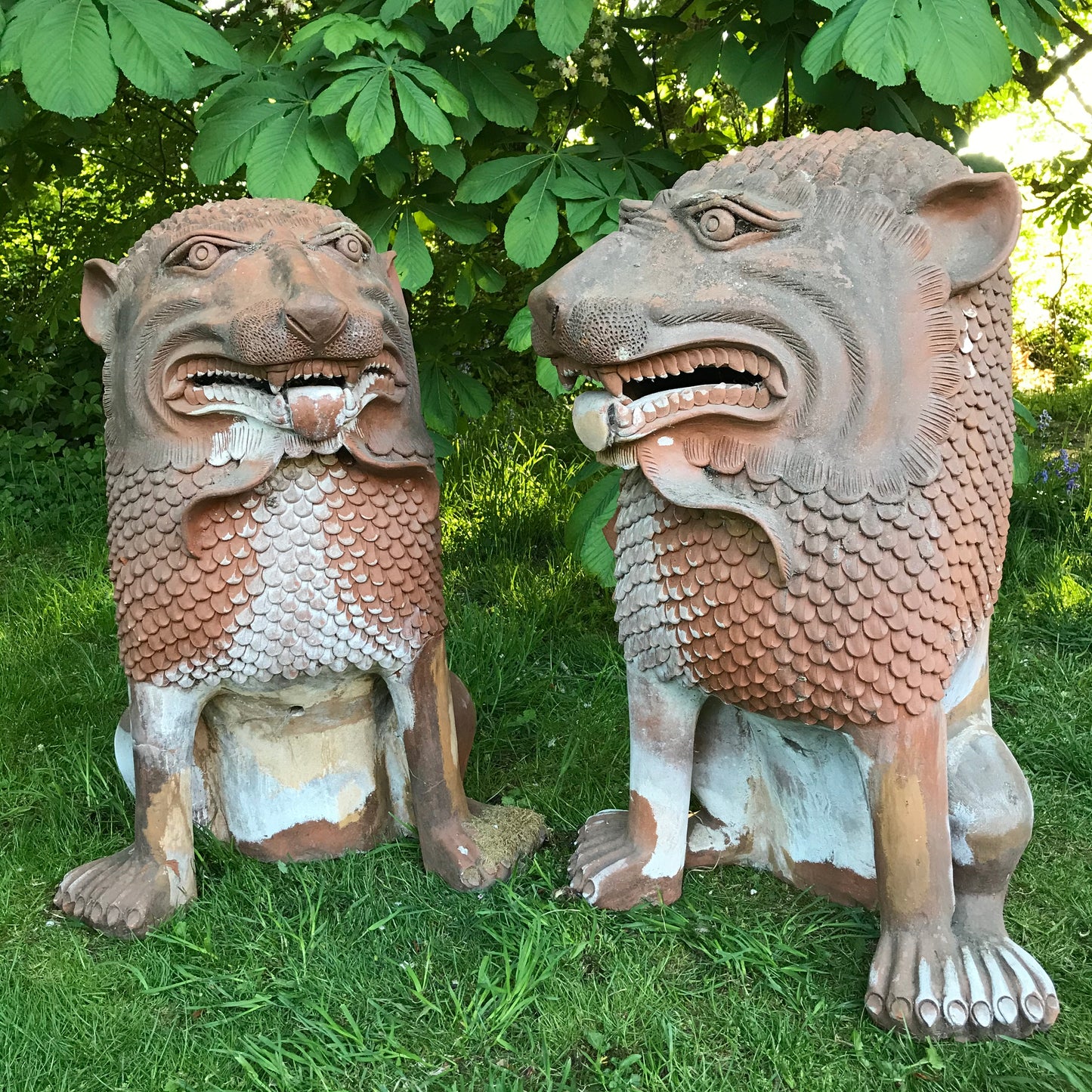 A Pair Terracotta Gatekeeper Lions/ Dogs of Foo
