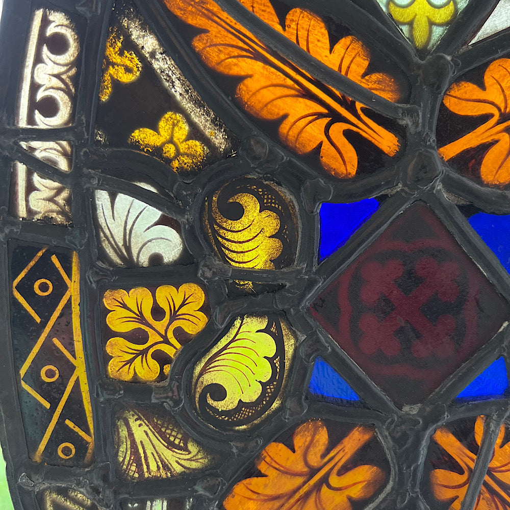 18th Century Medieval Stained Glass Window Roundel