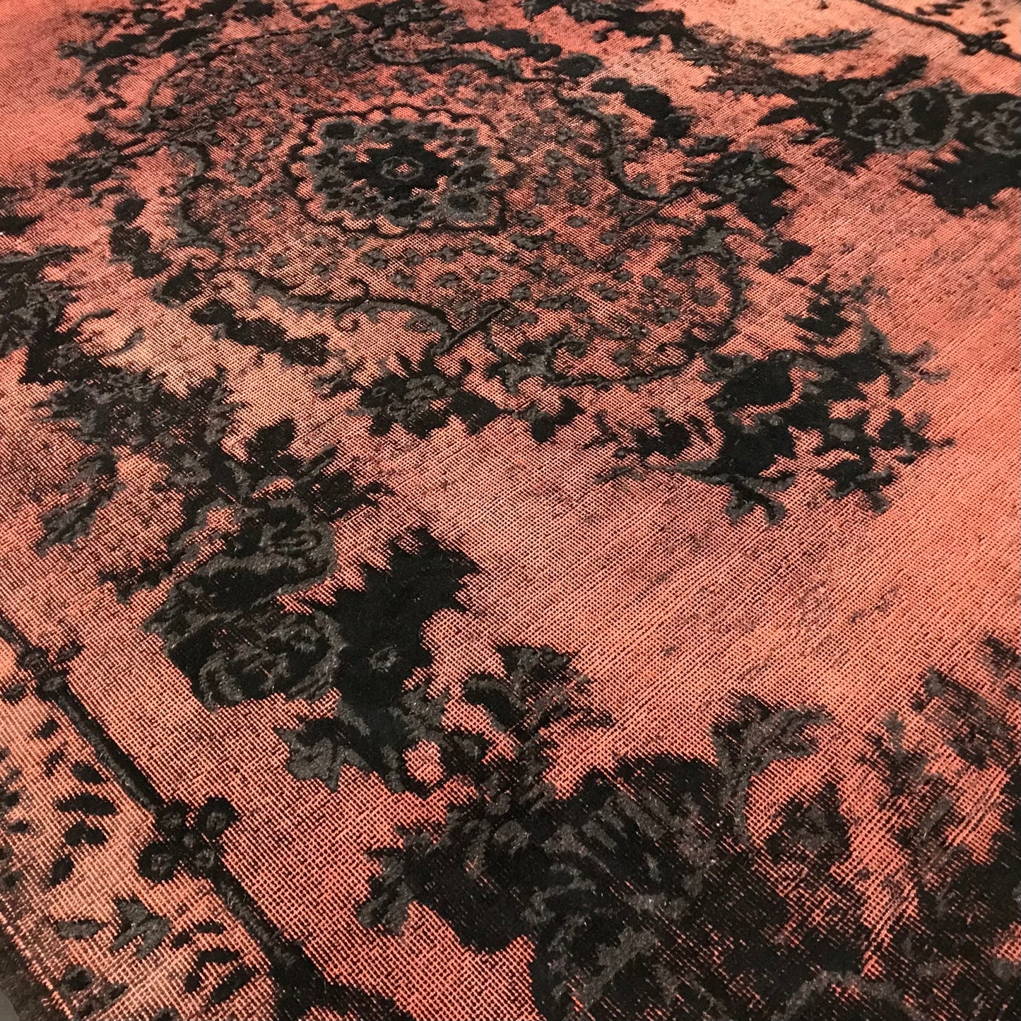 Antique Artisan Re-Worked Turkish Carpet Black & Peach