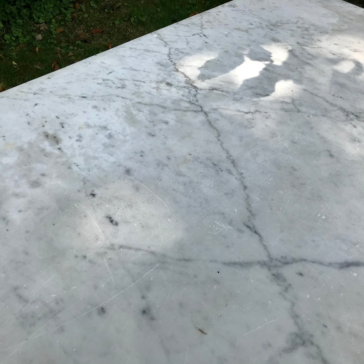 French Carrara Marble Top Wrought Iron Dining Table c.1920s