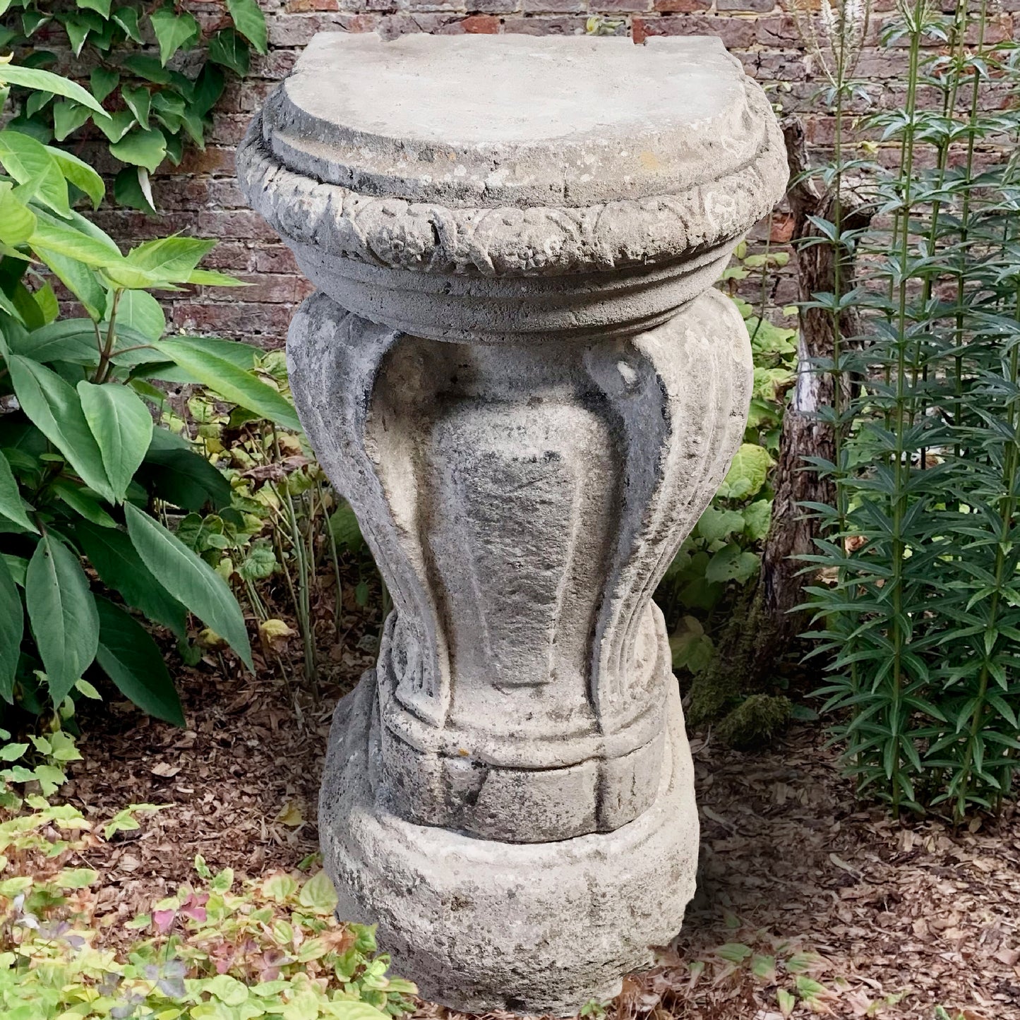 Scrolled French Sectional Carved Stone Pedestal c.1670 & Later
