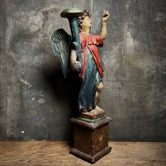 Carved Angel With Cornucopia Pricket Candlestick c.1680 and Later