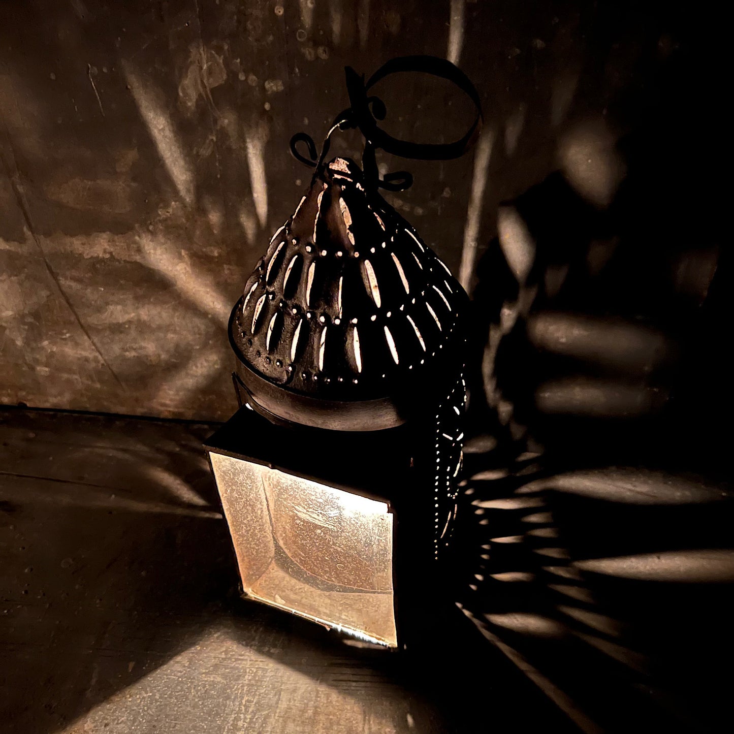 18th Century Iron Pendant Lantern Lg