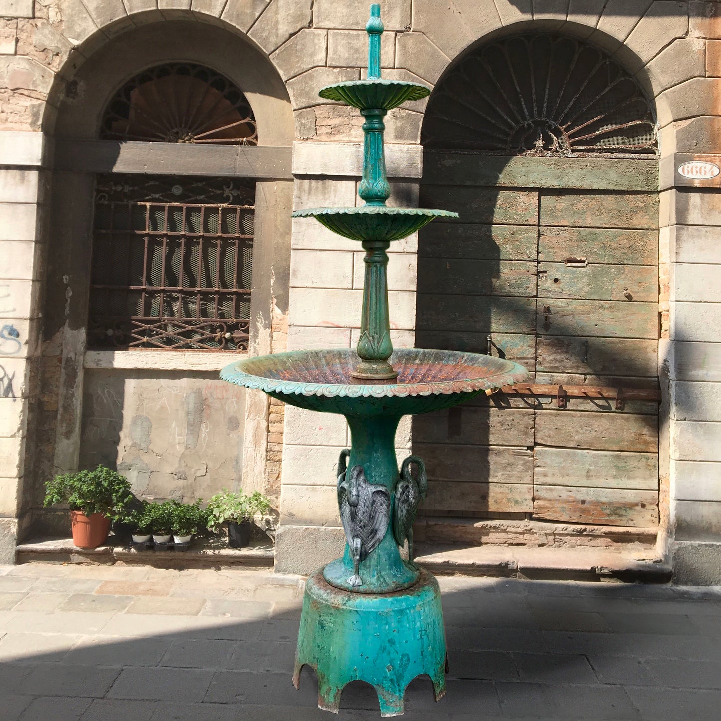 Three Tiered Cast Iron Swan Fountain