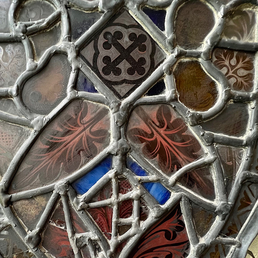 18th Century Medieval Stained Glass Window Roundel