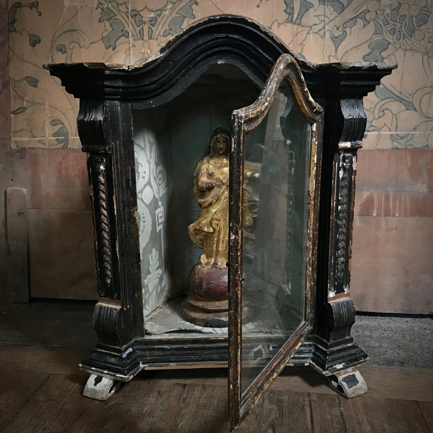 Italian Tabernacle c. 1750 with Early Virgin Mary Icon