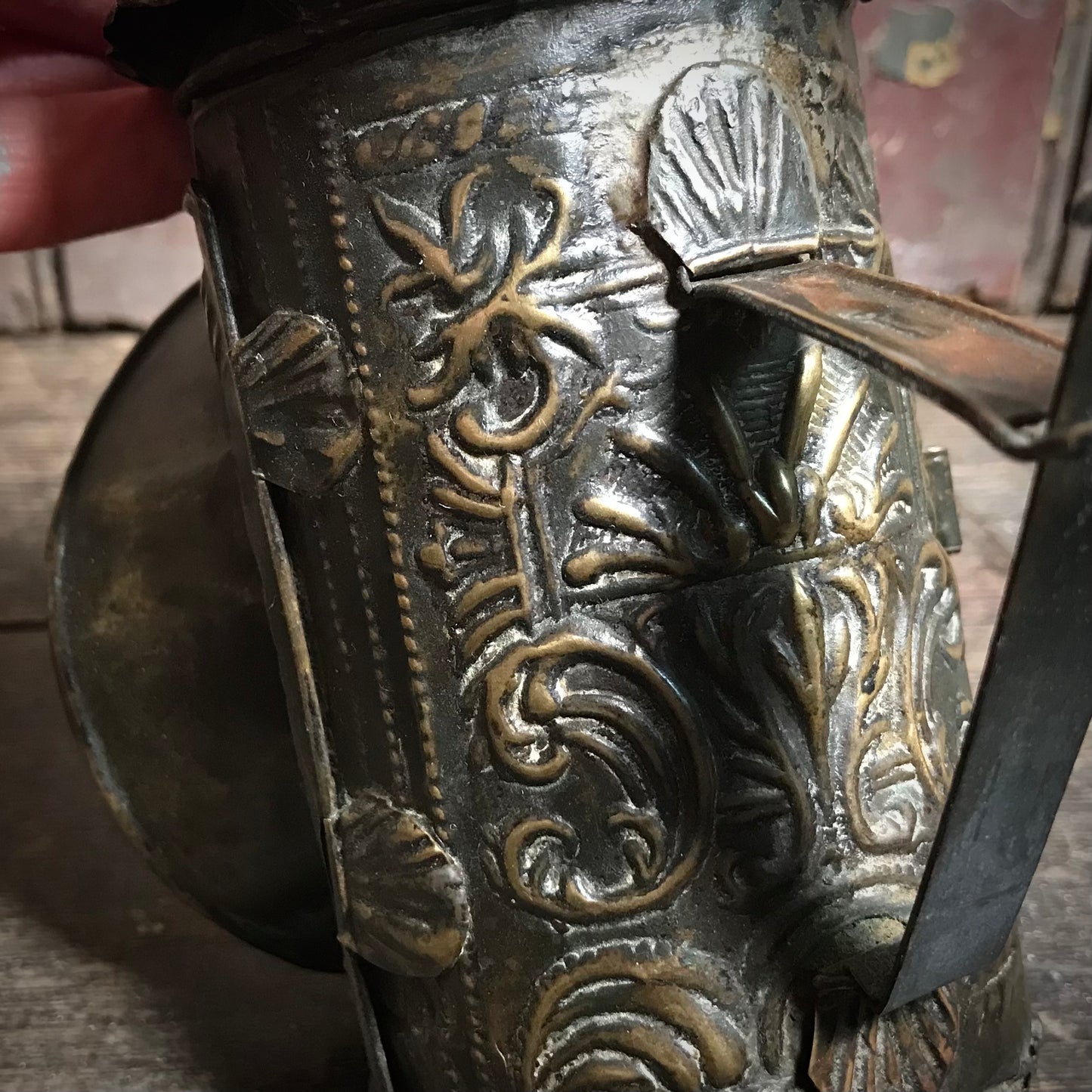 North European Repoussé Brass Candle Lantern c.1750