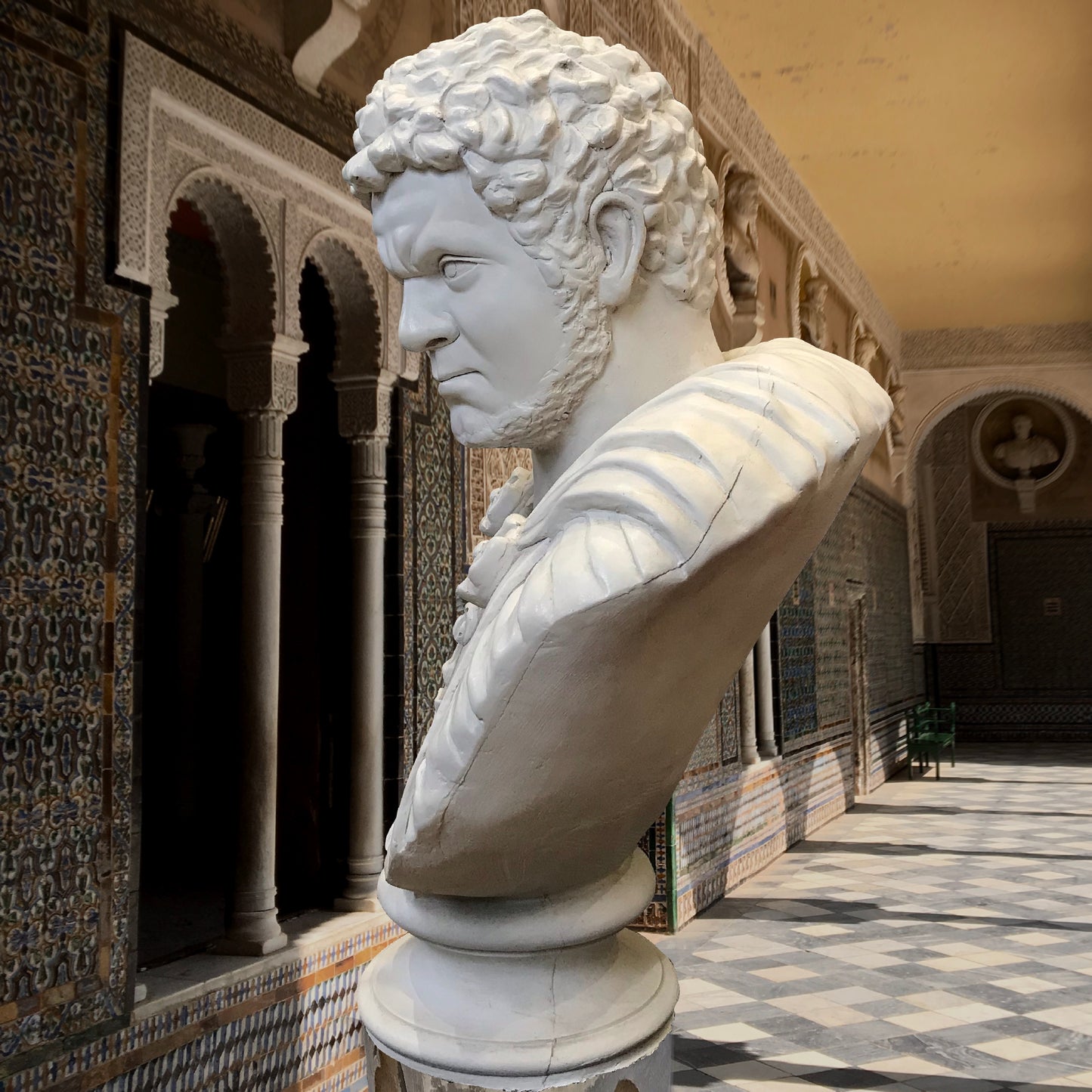 Painted Terracotta Bust of Emperor Cesar Caracalla