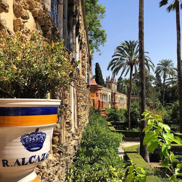 Three 19th Century Faience Spanish Campana Vases from the Real Alcázar de Sevilla (Royal Alcázar Palace of Seville)