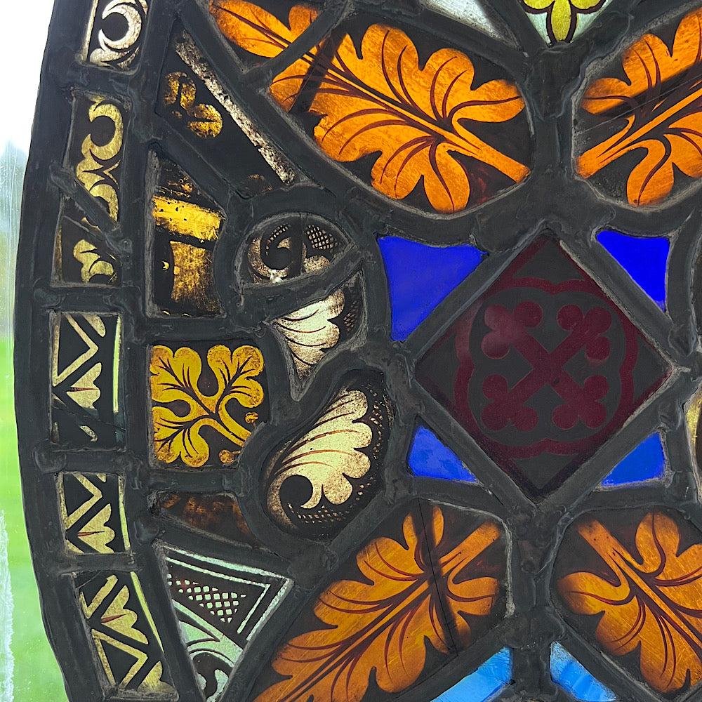 18th Century Medieval Stained Glass Window Roundel