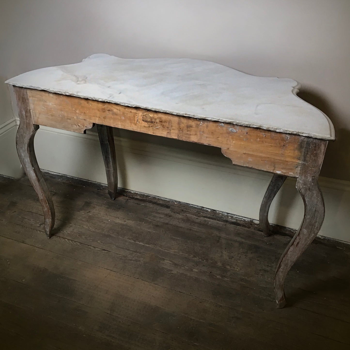 Silver-leafed Carrara Marble topped Spanish Console c.1820