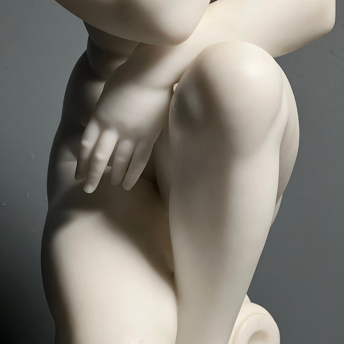 Italian Marble Statue of Crouching Venus 19th Century