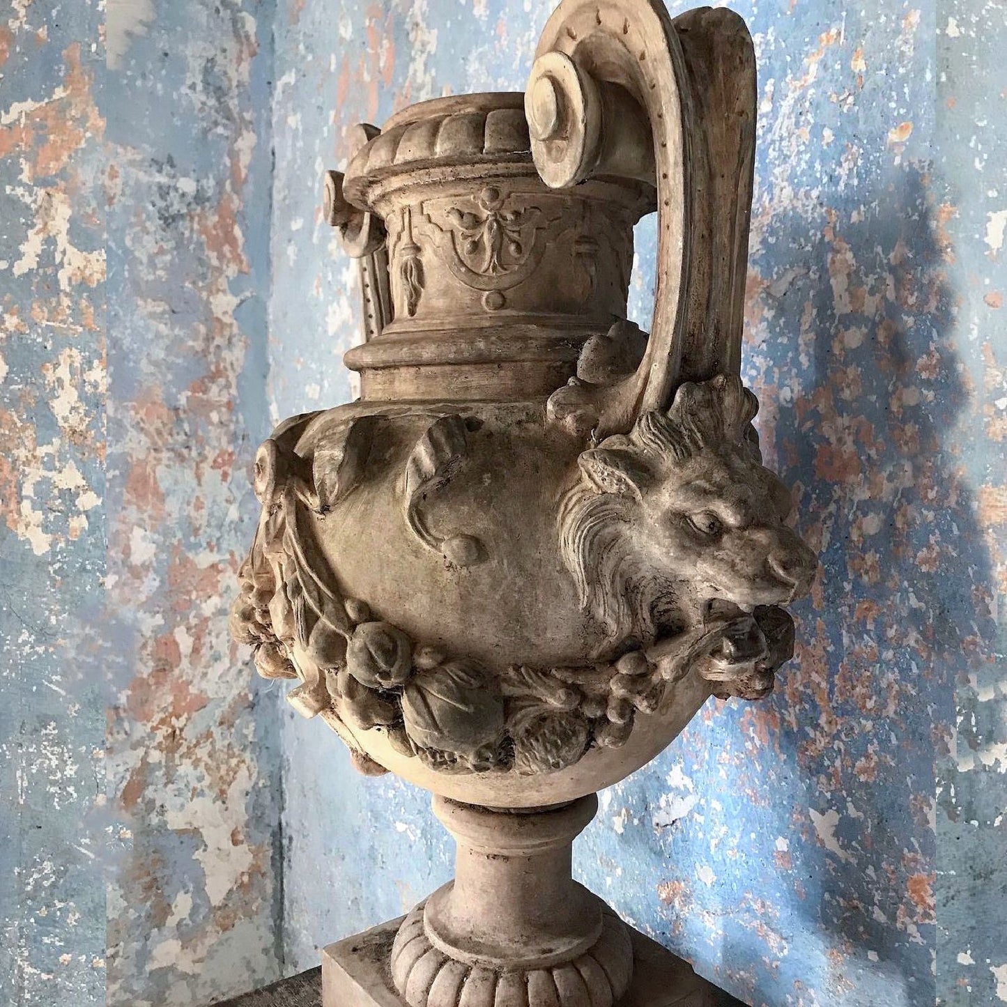 Jean Garouste Terracotta Lions Head Urn c.1890