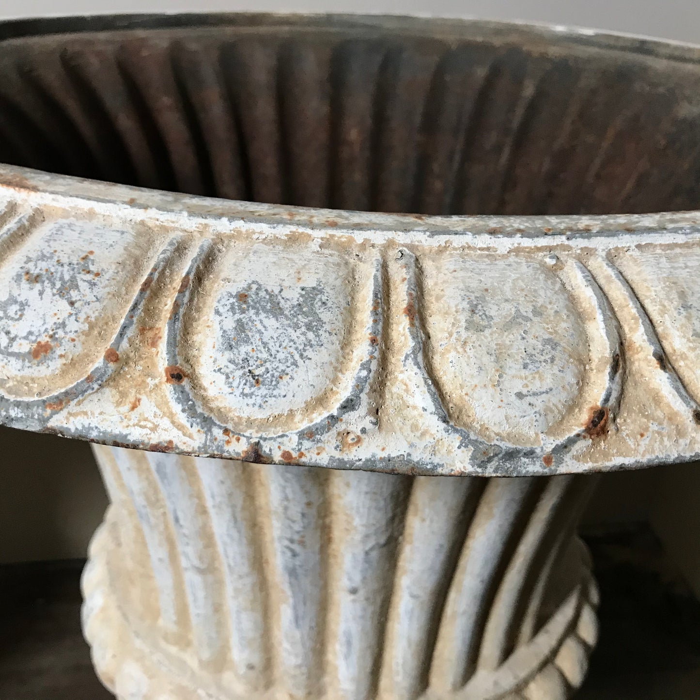 Pair of Huge French Cast Iron Campana Urns