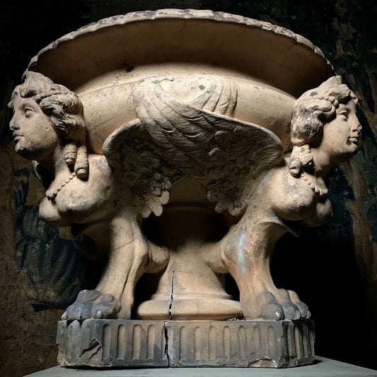 J M Blashfield Buff Terracotta Winged Harpy Urn c.1860