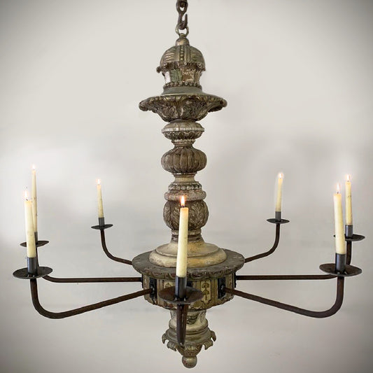 English Chandelier with Blacksmith Made Arms c.1780