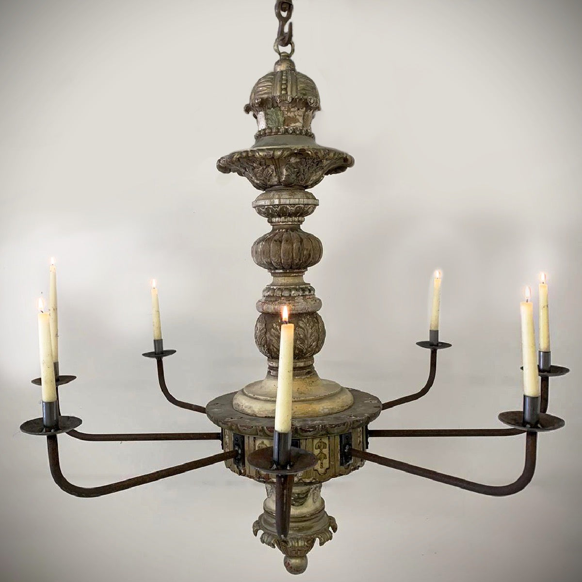 English Chandelier with Blacksmith Made Arms c.1780