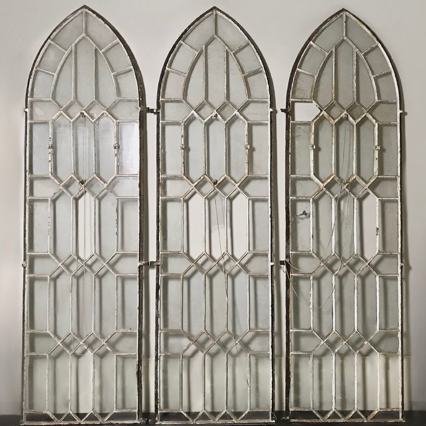 Set of 5 Cast Iron Gothic Arched Coalbrookdale Windows c.1860