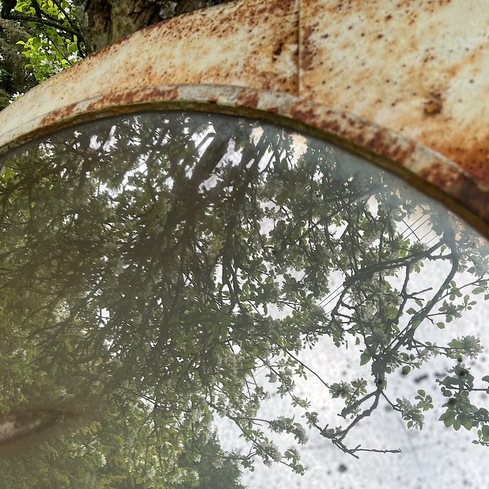 Industrial Convex Czech Railway Mirror Mid 20th Century