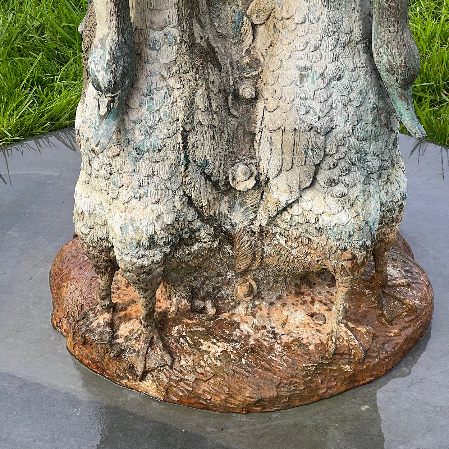 French Bronze Boy Holding Carp Fountain