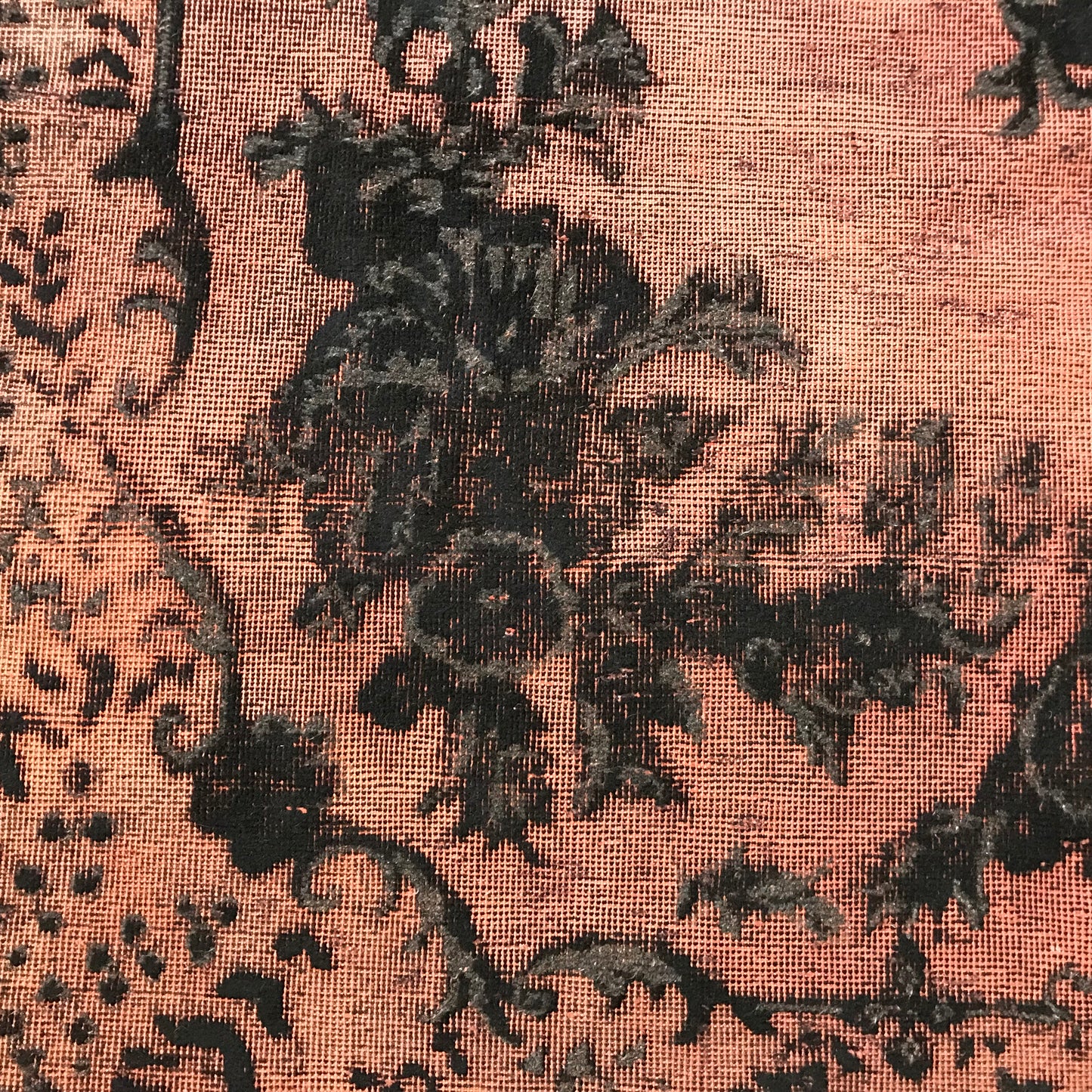 Antique Artisan Re-Worked Turkish Carpet Black & Peach