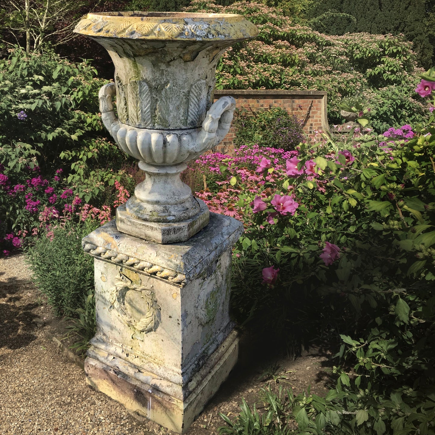 Italian Salt-Glazed Terracotta Urn and Plinth c.1920