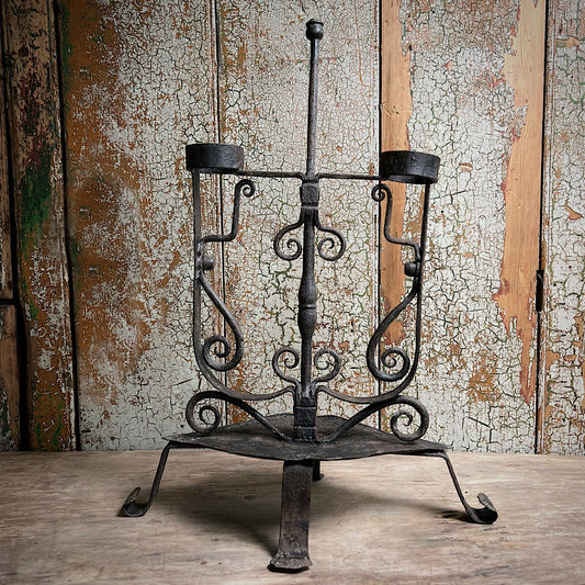 Ornate Wrought Iron Late 17th/Early 18th Century Candle Holder