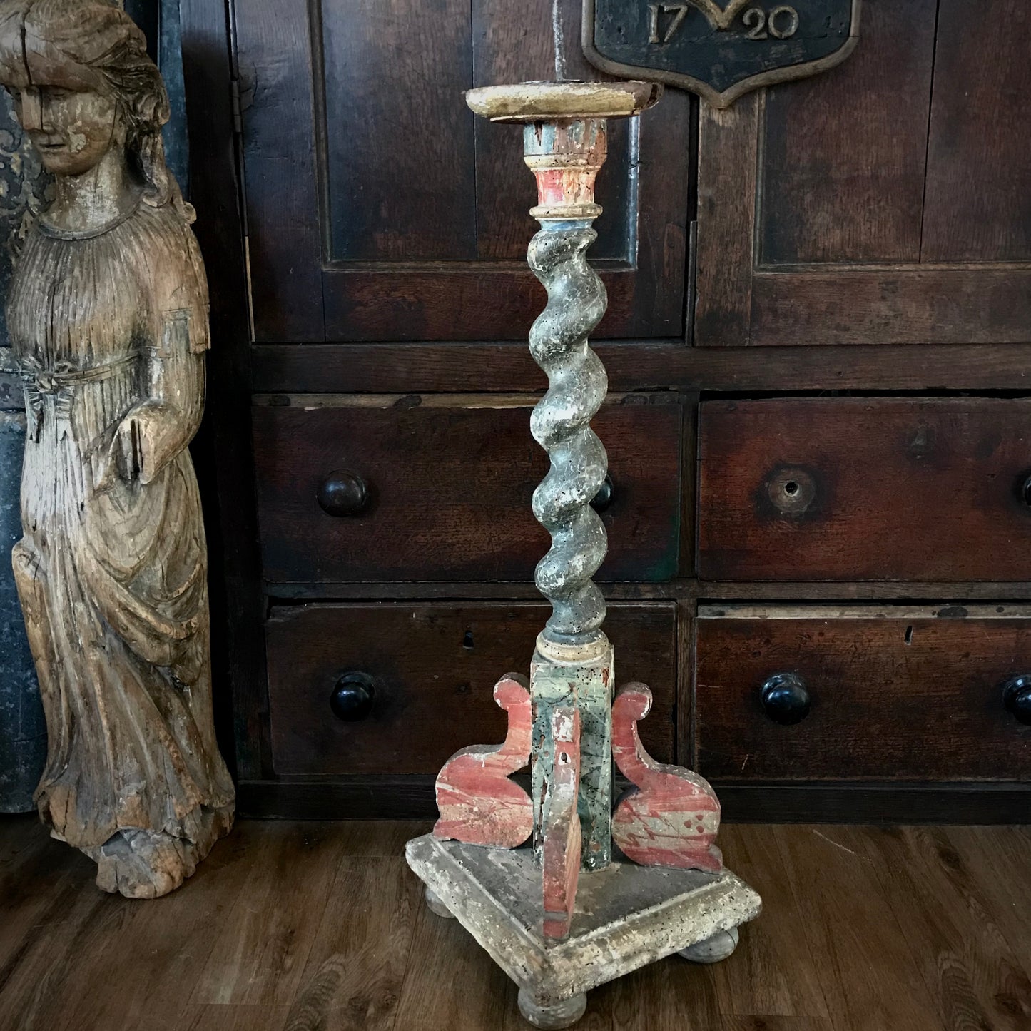 Large Italian Polychrome Candle-stand c.1750