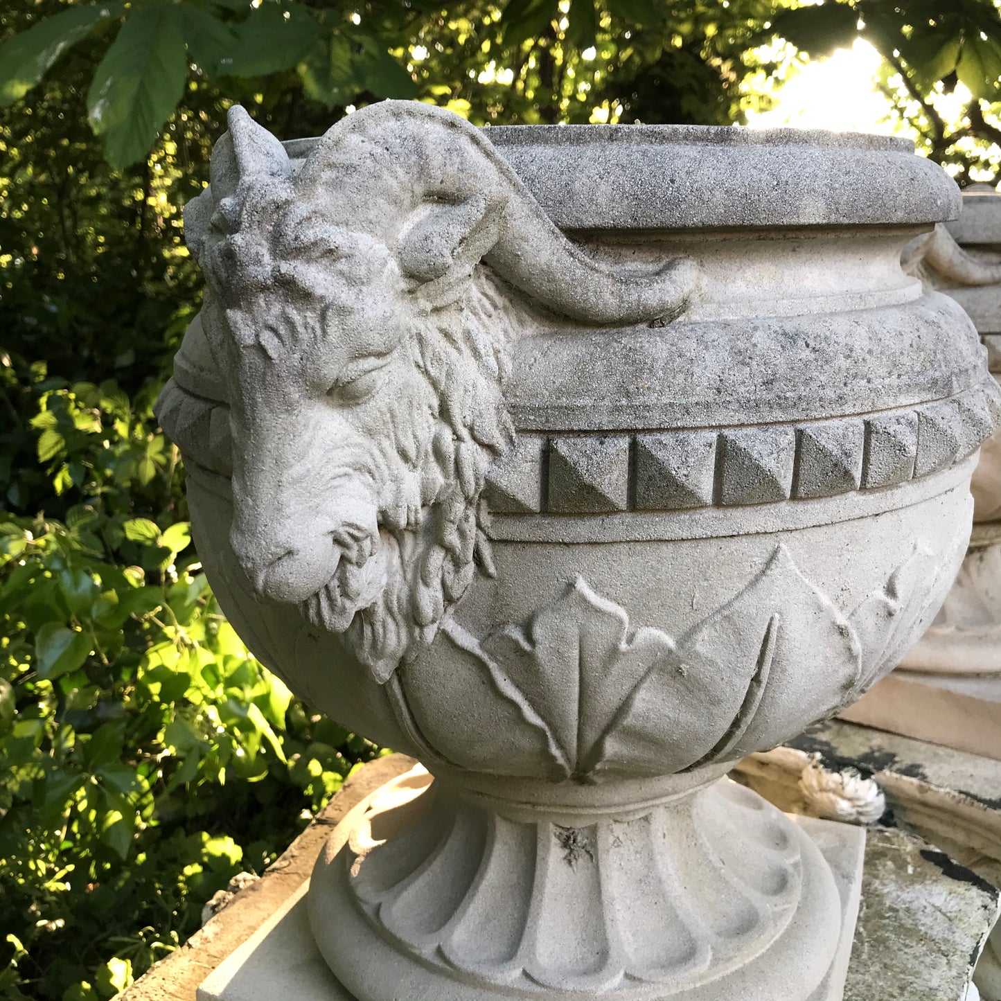 Pair of Rams Head Classical Urns