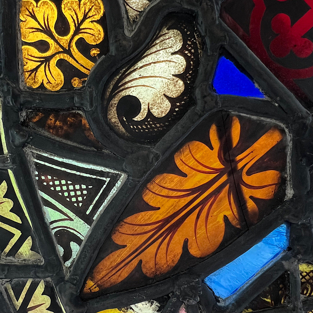 18th Century Medieval Stained Glass Window Roundel