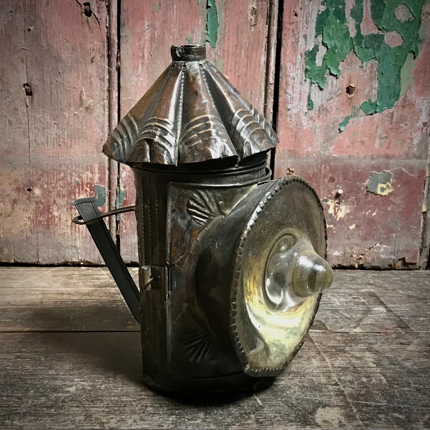 North European Repoussé Brass Candle Lantern c.1750