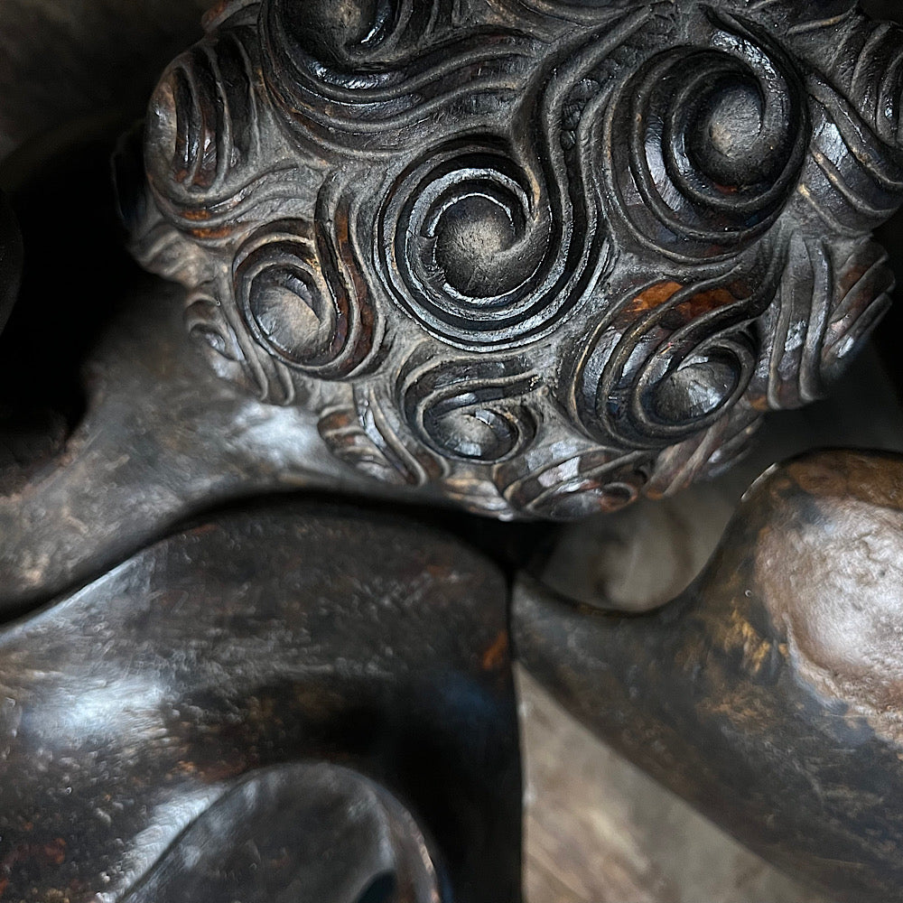A Huge Pair of Heralding Horn-blowing Angels c.18th Century.