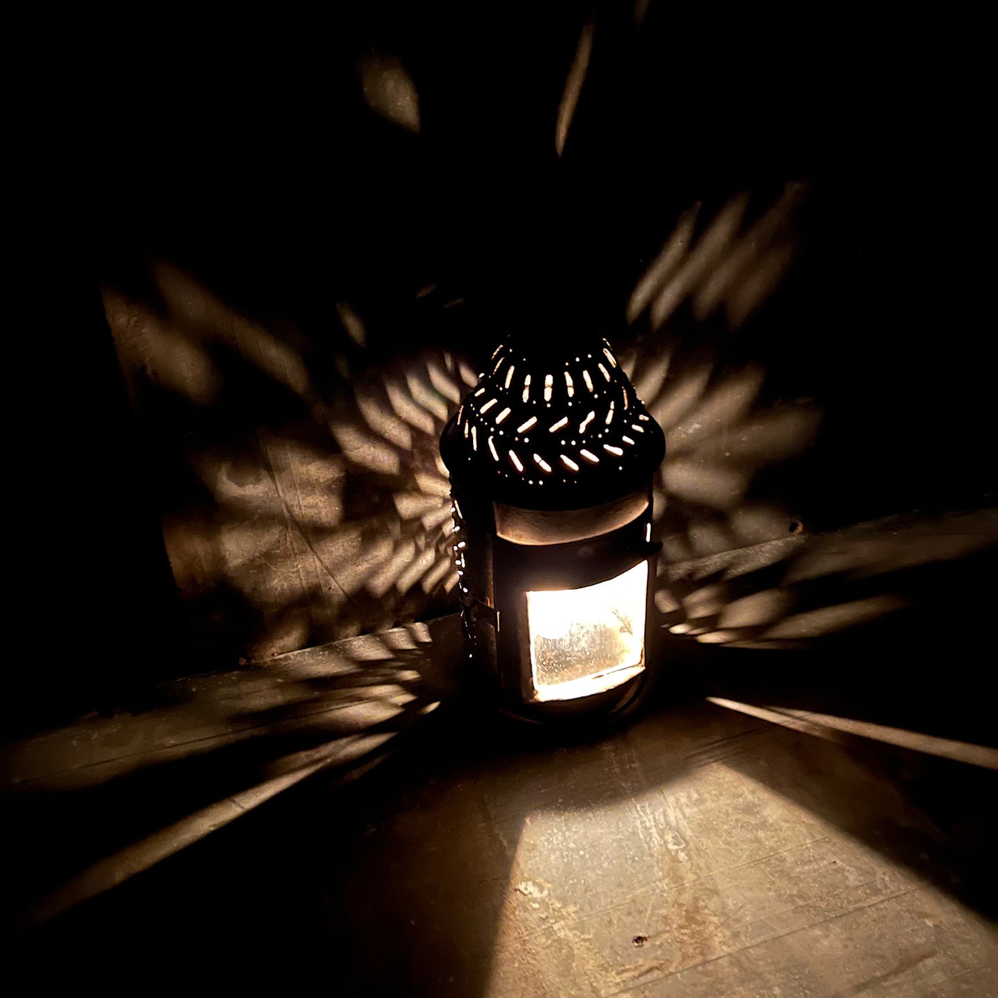 18th Century Iron Pendant Lantern Lg