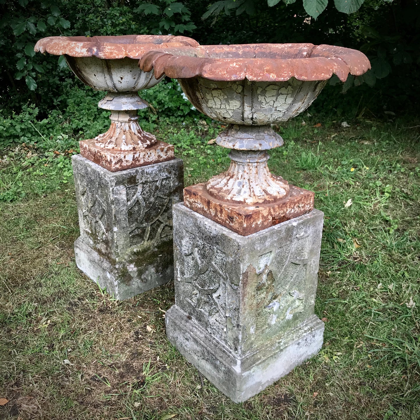 Pair of Handyside Urns with Aesthetic Movement Plinths c.1870
