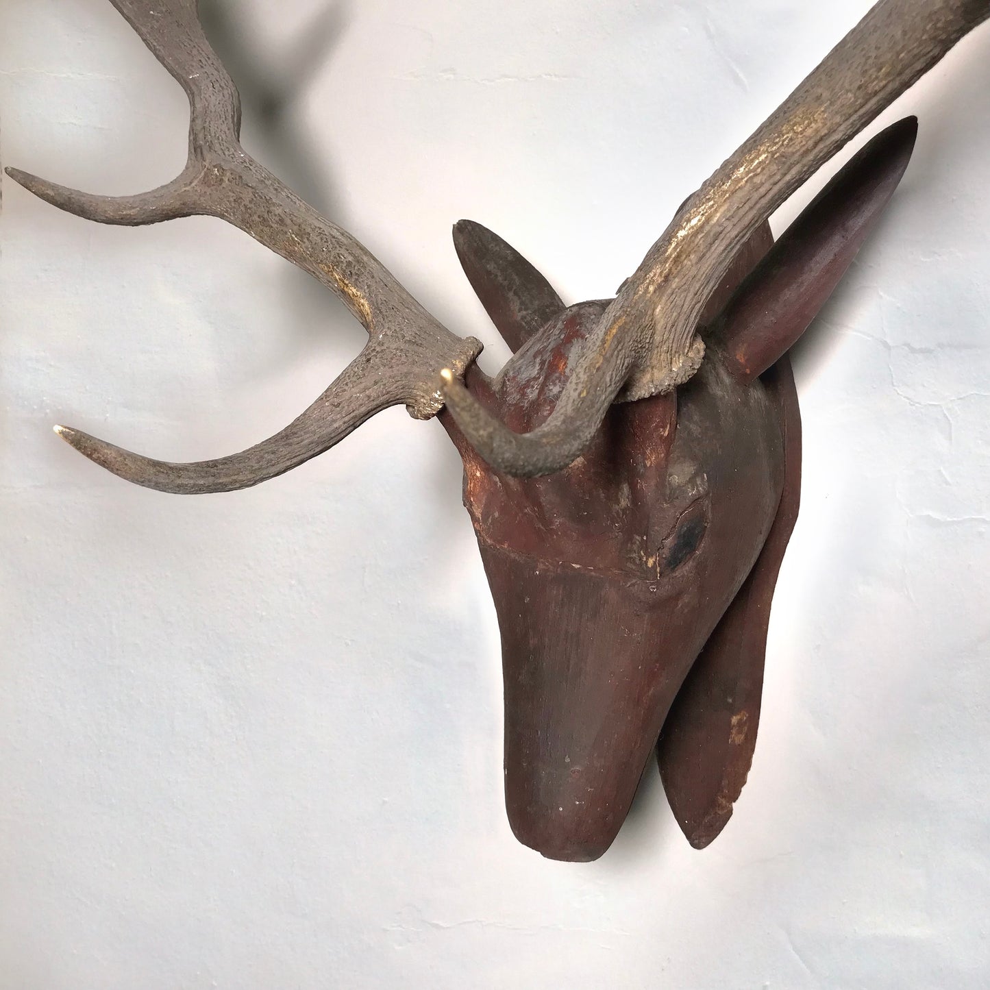 Early Primitive Scandinavian Folk Art Stag’s Head c.1840